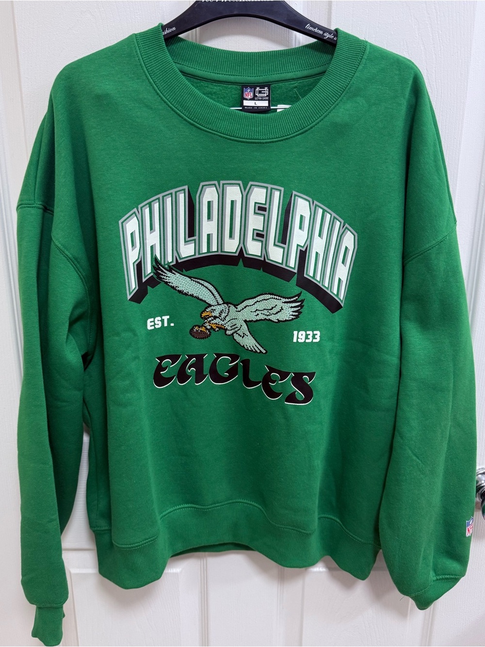 NWT NFL Women’s Philadelphia Eagles Green Crewneck Sweatshirt, Size Large